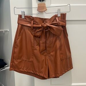 Cognac tan vegan leather shorts - XS NWOT